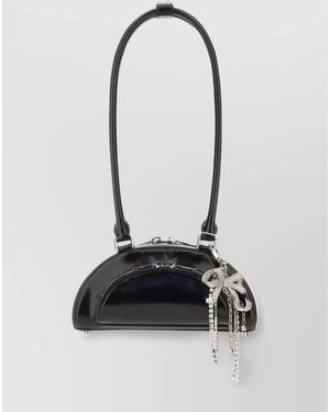 Self-Portrait The Bow Mini Leather Shoulder Bag - Black
