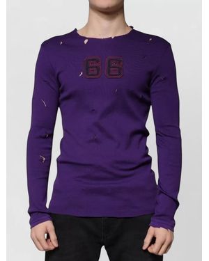 Dolce & Gabbana Cotton Slim-Fit Long-Sleeve T-Shirt - Purple