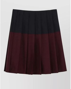 Miu Miu Pleated Two Tone Mid Length Skirt - Red