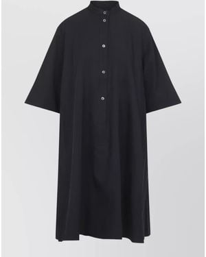 Studio Nicholson Cotton Short-Sleeve Mini Dress - Black