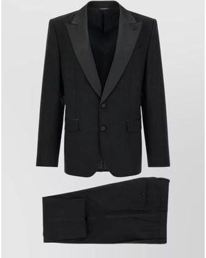 Dolce & Gabbana Virgin Wool Single Breasted Tuxedo Suit - Black