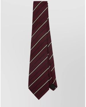 Saint Laurent Wide Striped Tie Wool Silk - Purple