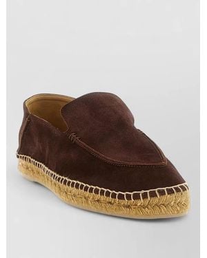 Tom Ford Finn Suede Espadrilles Jute Sole Round Toe - Brown