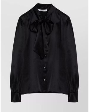 Alessandra Rich Silk Bow Blouse - Black