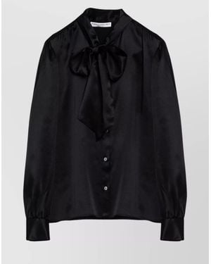 Alessandra Rich Silk Bow Blouse - Black