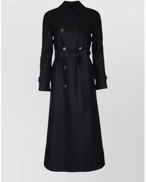 Harris Wharf London Long Trench Coat Raglan Wool - Black