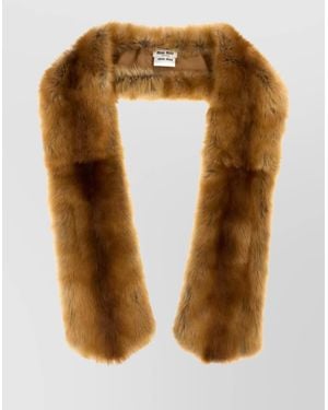 Miu Miu Luxurious Long Faux Fur Scarf - Natural