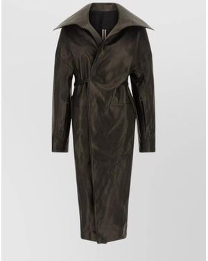 Rick Owens Lamb Leather Belted Coat - Black