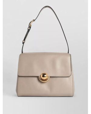 Furla Domus S Shoulder Bag Linen Leather - Natural