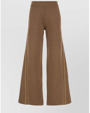 Max Mara High Waist Wide Leg Sweatpants With Seam Detailing - Brown