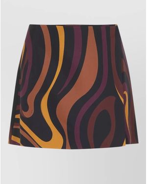PUCCI Silk Printed Mini A-Line Skirt - Blue