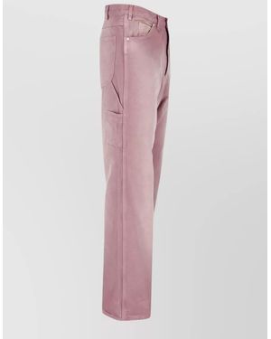 AURALEE Straight Leg Denim Trousers Belt Loops Pockets - Pink