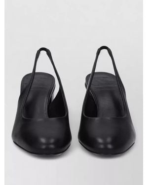 Max Mara Leather Slingback Sandals - Black