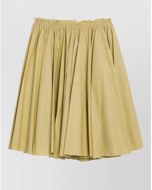 Ami Paris Flared Skirt Elastic Waistband Gathered Detail - Metallic