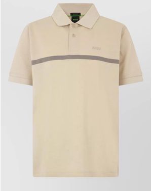 BOSS Short Sleeve Polo Shirt Logo Detail - Natural