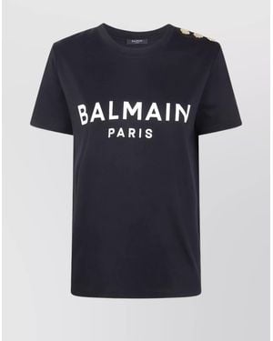 Balmain 3 Buttons Printed T-Shirt - Blue