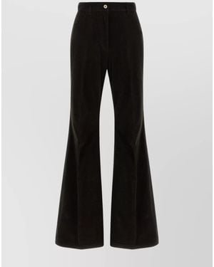 Ferragamo Striped High-Rise Flared Velvet Trousers - Black