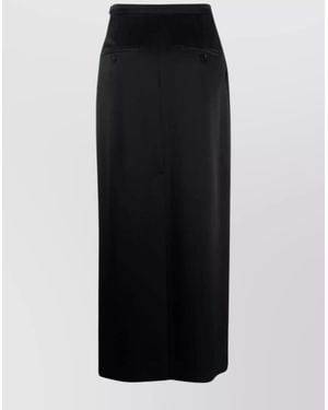 Lanvin High-Rise Slim-Fit Satin Midi Skirt - Black