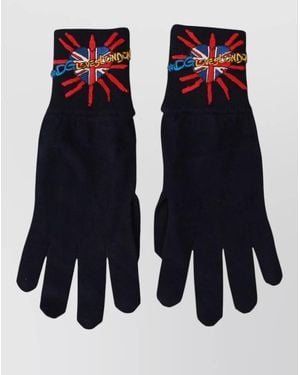 Dolce & Gabbana Embroidered Wool Gloves - Blue