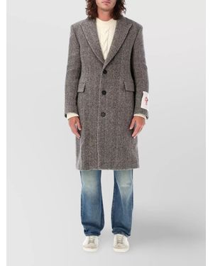 Golden Goose Virgin Wool Herringbone Single-Breasted Coat - Grey