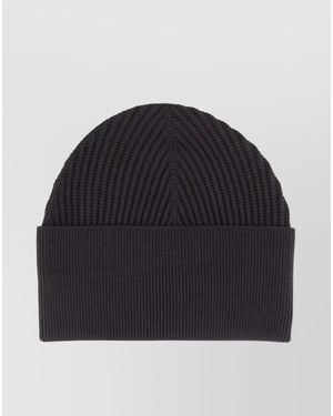Studio Nicholson Ribbed Texture Folded Cuff Hat - Blue