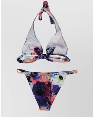 Feel me fab Printed Bikini Set - White