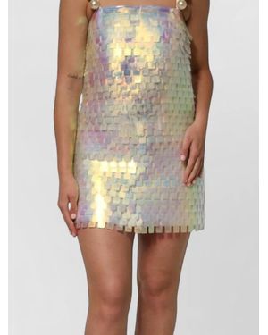 Dolce & Gabbana Sequin Holographic Mini Dress Pearl Straps - Natural