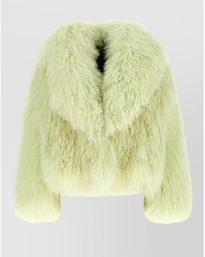Blancha Mongolia Cropped Hooded Faux Fur Coat - Metallic
