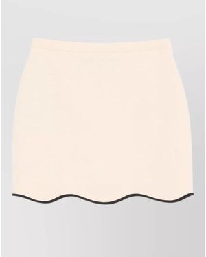 Valentino Wool Silk Blend Skirt Button Trim - Natural