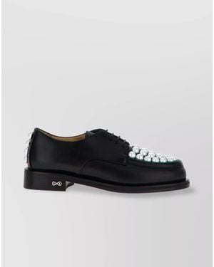 Mach & Mach Leather Lace-Up Shoes - Black