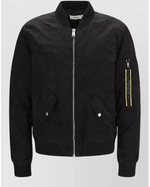 Fendi Ribbed Nylon Bomber Jacket - Black