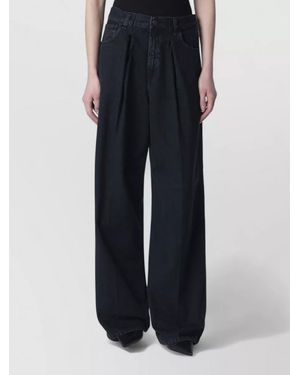 Haikure Denim Pleated Wide-Leg Trousers - Black