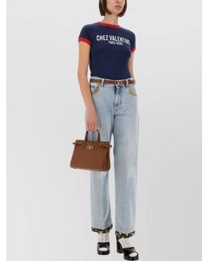 Valentino Fitted Cotton T-Shirt Crew Neck - Blue