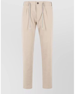 Eleventy Stretch Cotton Pants Belt Loops Pockets - Natural