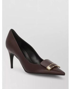 Sergio Rossi Stiletto Heel Pumps Arrowhead Toe Front Detail - Brown