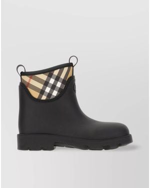 Burberry Rubber Check Ankle Boots - Black