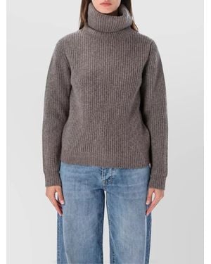 Fortela Cashmere Merino Wool High Neck Sweatshirt - Grey