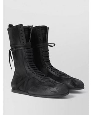 Ann Demeulemeester Soft High Top Boxing Sneakers Suede - Black