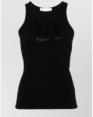 Blumarine Ribbed Sleeveless Tank Top - Black