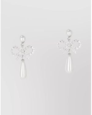 Self-Portrait Bow Bead Crystal Pearl Earrings - Multicolor