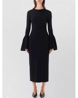 Stella McCartney Compact Knit Bell Sleeve Midi Dress - Blue