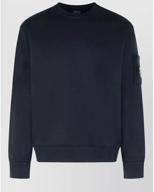C.P. Company Cotton Fleece Sweatshirt Lens Pocket Crewneck - Blue