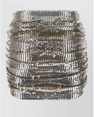 DSquared² Wool Mini Skirt Metallic Ruched Sequins - Gray