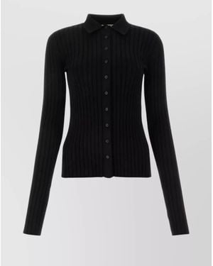 Nensi Dojaka Viscose Blend Collared Cardigan - Black