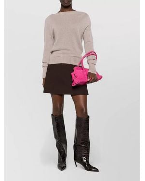 Tom Ford Long Sleeve Boat Neck Cashmere Silk Knit - Pink