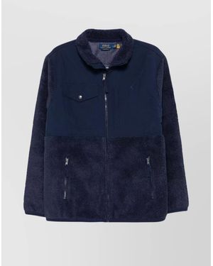 Polo Ralph Lauren Hybrid Fleece Jacket With Stretch Borders - Blue