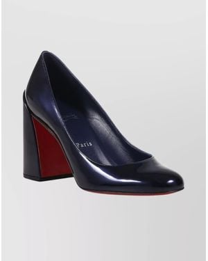 Christian Louboutin Stylish Block Heel Round Toe Pumps - Blue