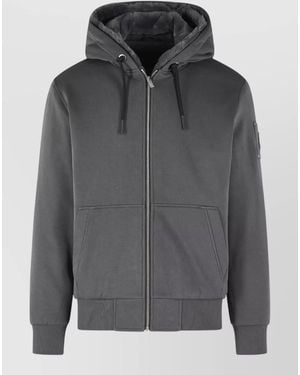 Moose Knuckles Bunny Cotton Blend Hooded Sweatshirt Jacket - Grey