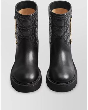 Dior Leather Quilted Ankle Boots - Black