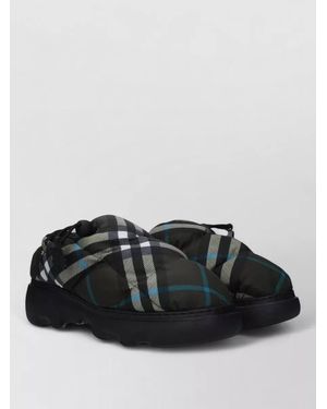 Burberry Checked Fabric Loafers - Black